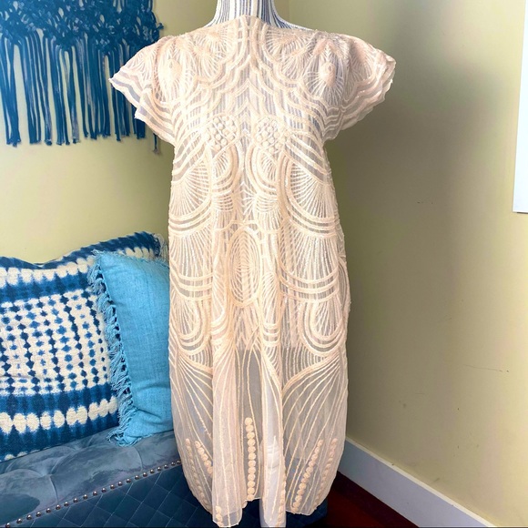 JLINSNIDER Dresses & Skirts - Sheer Sequined Blush Pink Avant Garde Gown Sz M / L